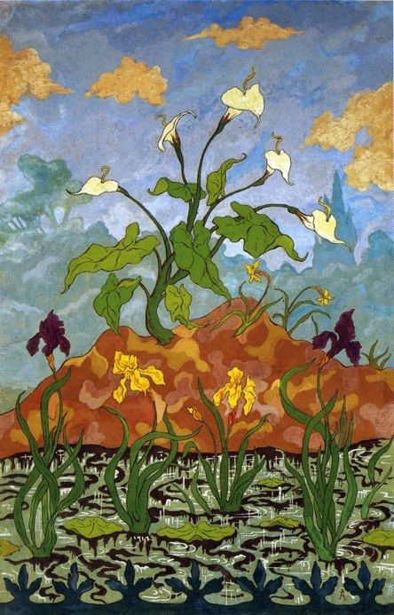 Paul Ranson Arums and Purple and Yellow Irises